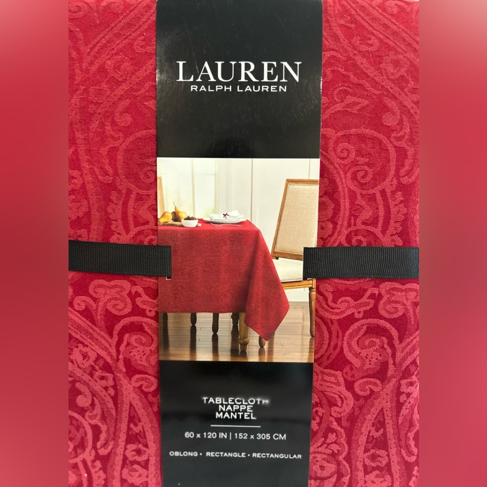 Lauren Ralph Lauren Christmas Holiday Tablecloth in Suite Red Paisley | 60 x 120